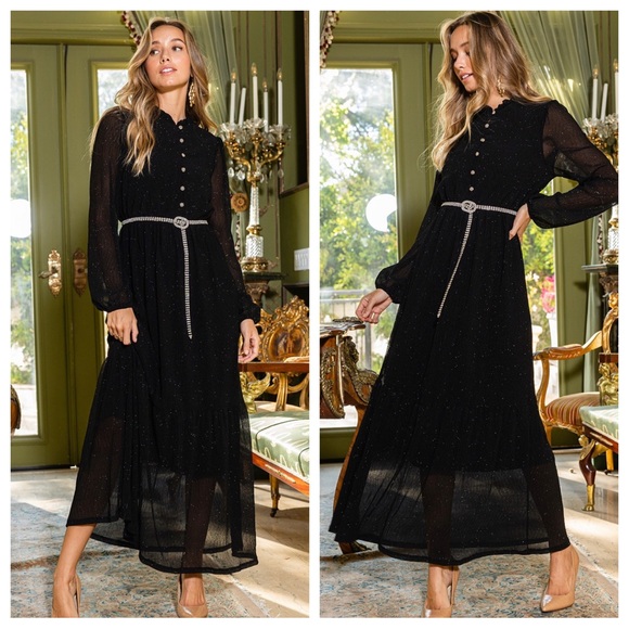 05 Fabulous Glittered Knit Ruffle Detailed Tiered Maxi Dress - Picture 2 of 2